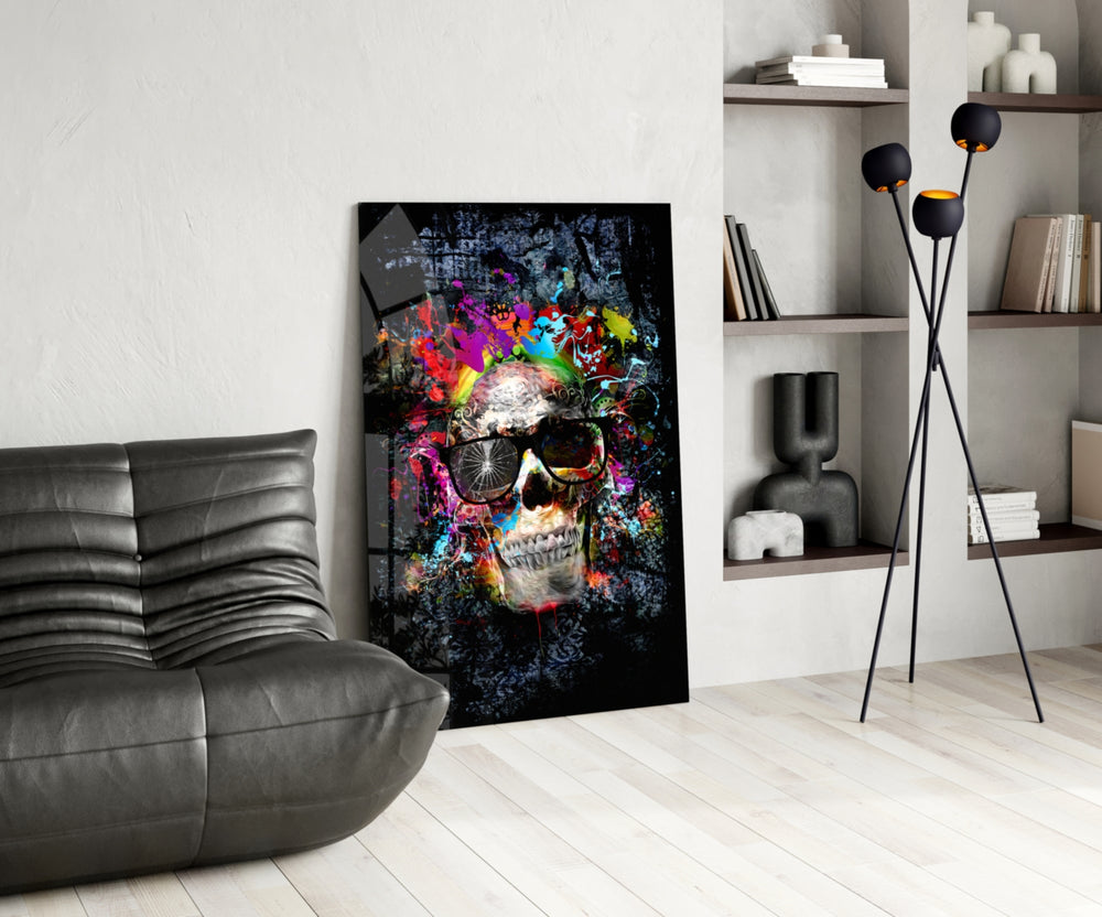 Skull panel adding edgy mood to a man-cave