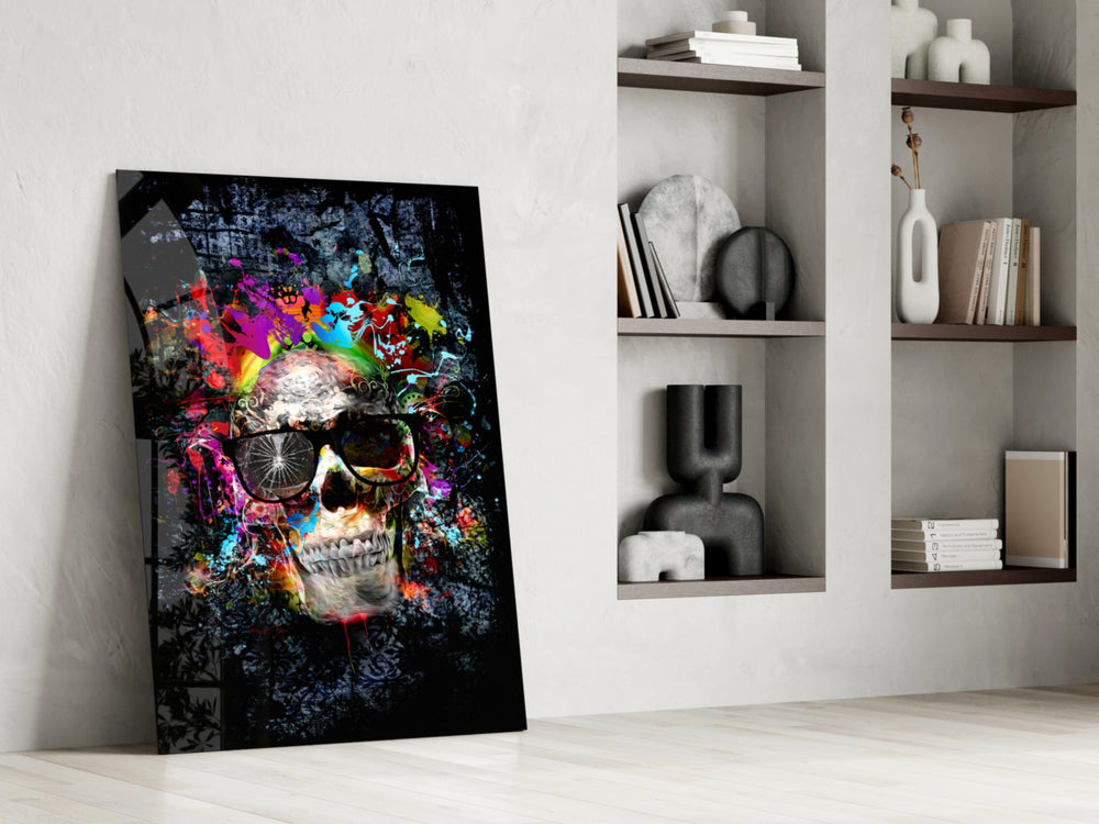 Skull glass print enhancing a studio with maker spark