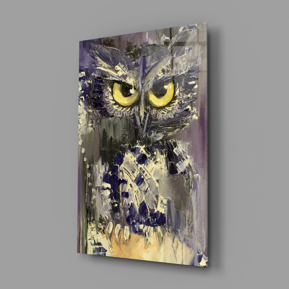 Painterly-owl panel bringing moody atmosphere to a contemporary living space