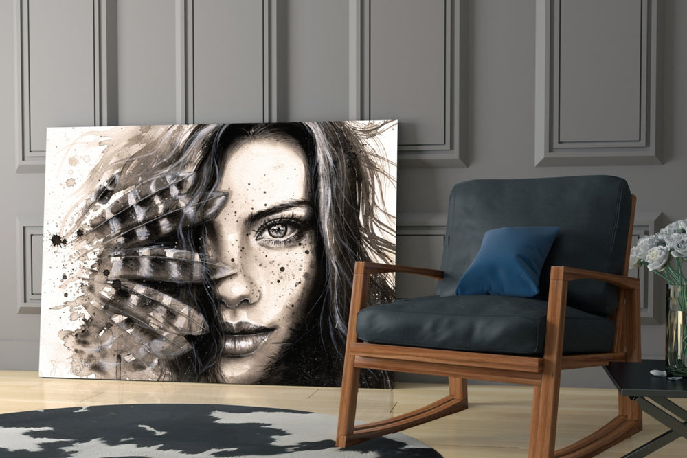 Woman Portrait glass print enhancing a study with introspective pulse