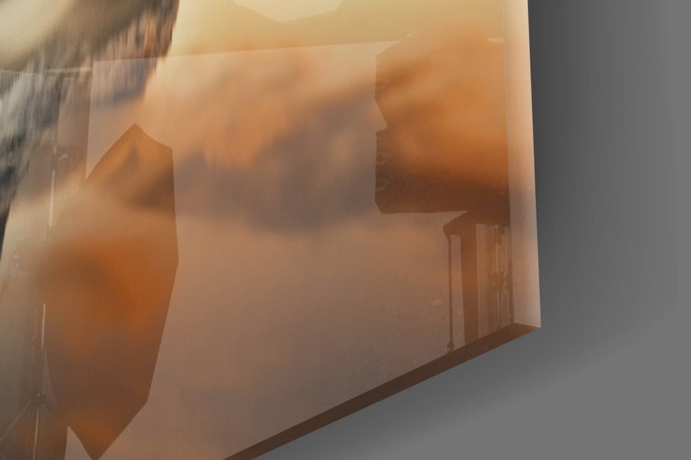 Lake and Mountain Landscape artwork anchoring a wall with warm wilderness palette