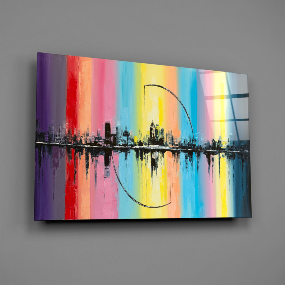 Rainbow-skyline panel bringing creative energy to a contemporary living space