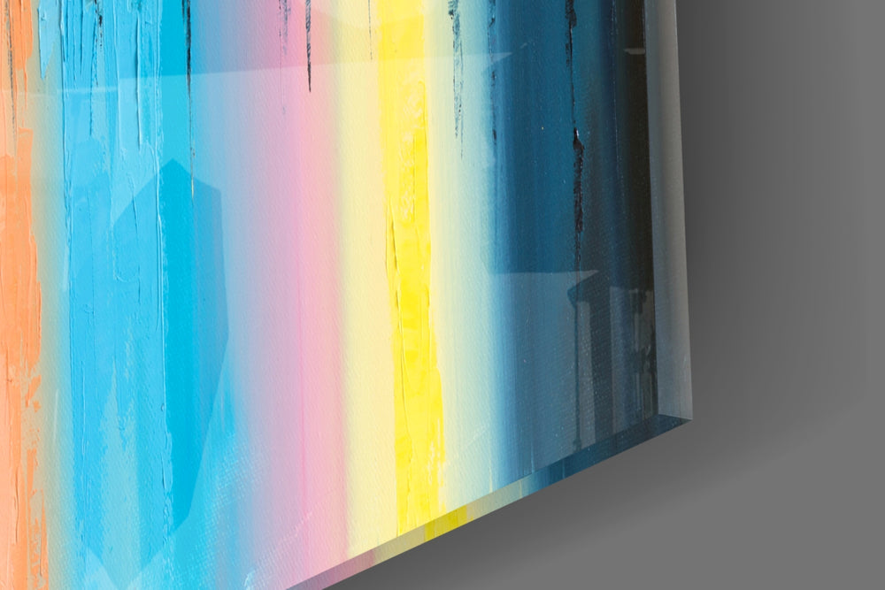 City Silhouette artwork anchoring a wall with bold joyful palette