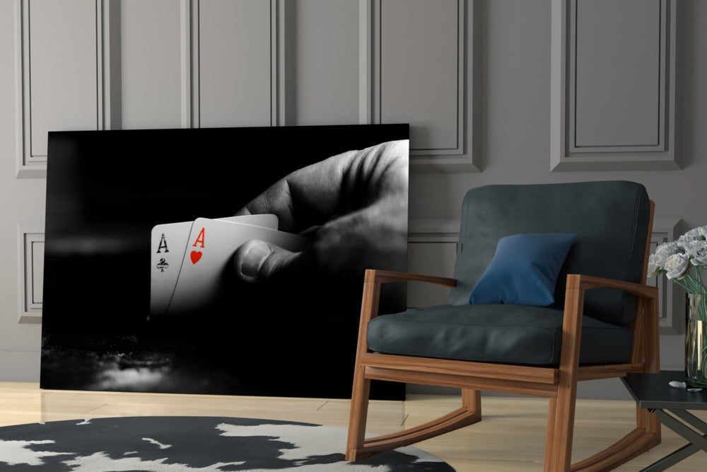 Playing Cards glass print enhancing a games room with statement focal point