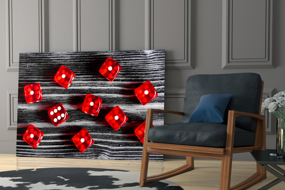 Dice glass print enhancing a games room with statement focal point