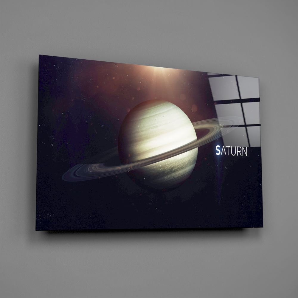 Saturn-poster panel bringing cosmic wonder to a contemporary living space