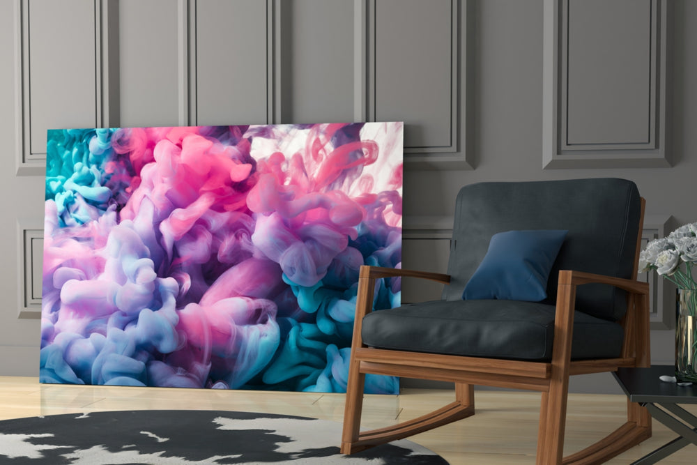 Colored Smoke glass print enhancing a meditation space with flowing energy