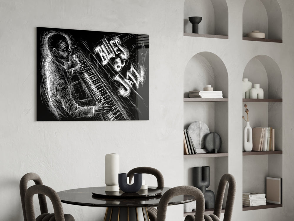 Jazz Blues Music panel adding jazz-club mood to a lounge