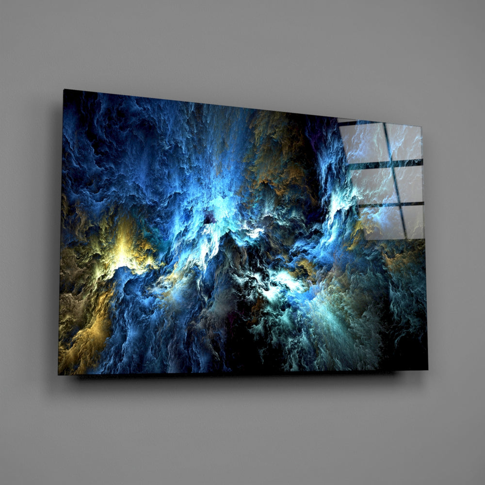 Cobalt-storm panel bringing cinematic drama to a contemporary living space