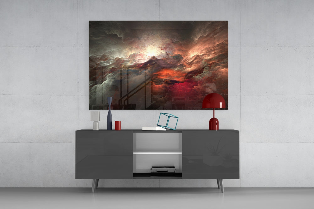 Red Chaos panel catching low light to reveal its kinetic motion
