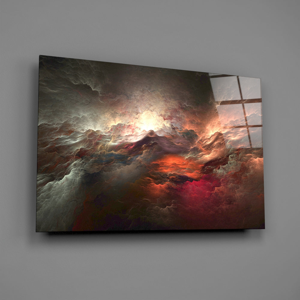 Crimson-storm panel bringing cinematic drama to a contemporary living space