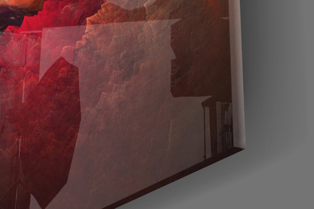 Red Chaos artwork anchoring a wall with moody fantastical palette