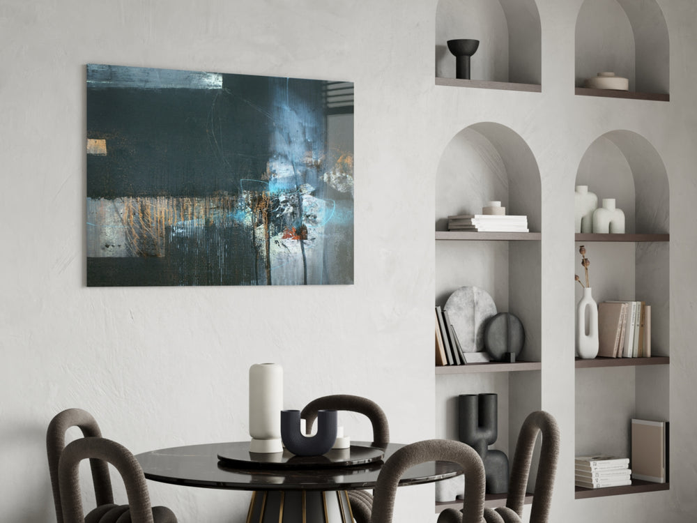 Abstract Art panel adding painterly drama to a lounge
