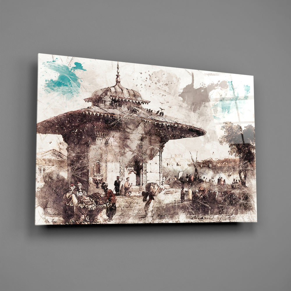 Watercolor-Uskudar panel bringing heritage romance to a contemporary living space