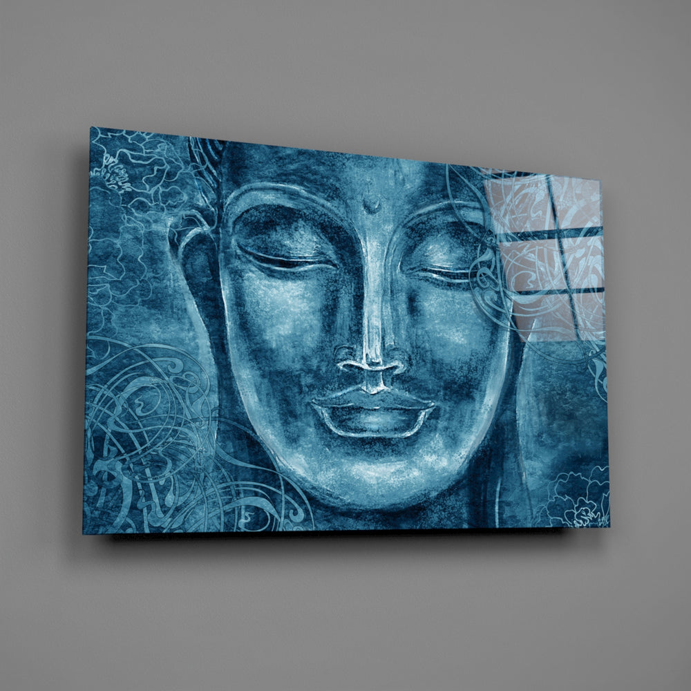 Cobalt-Buddha panel bringing meditative calm to a contemporary living space