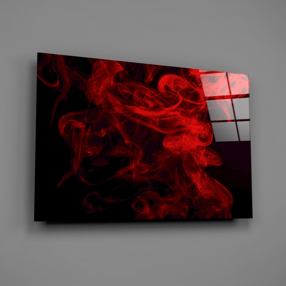 Crimson-smoke panel bringing dramatic mood to a contemporary living space