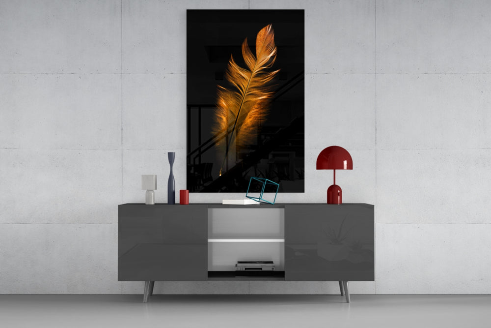 Copper Feather panel catching low light to reveal its delicate structure