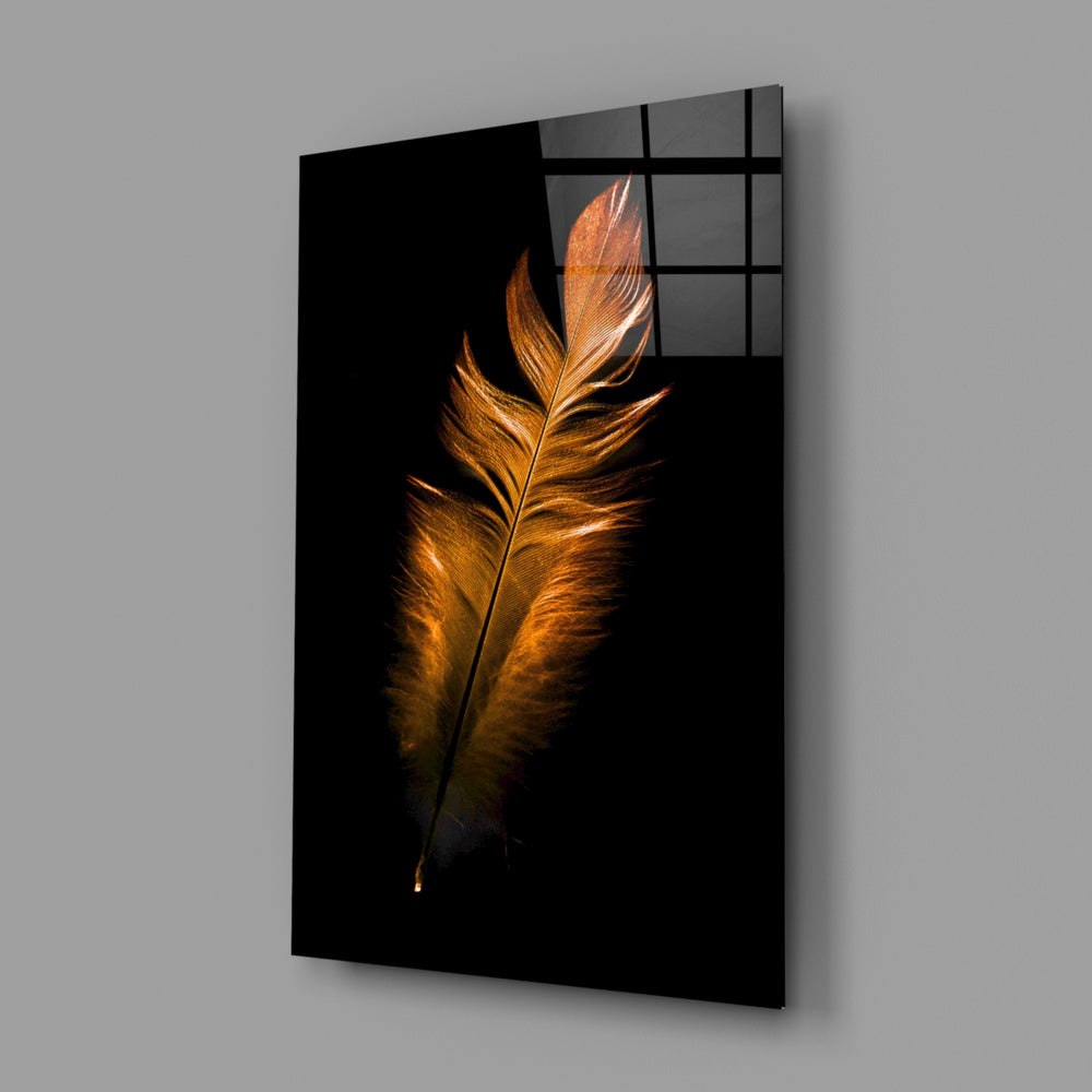 Amber-feather panel bringing jewel-tone elegance to a contemporary living space