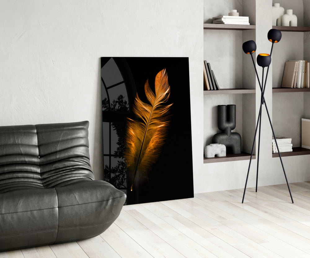 Copper Feather panel adding editorial mood to a dressing area