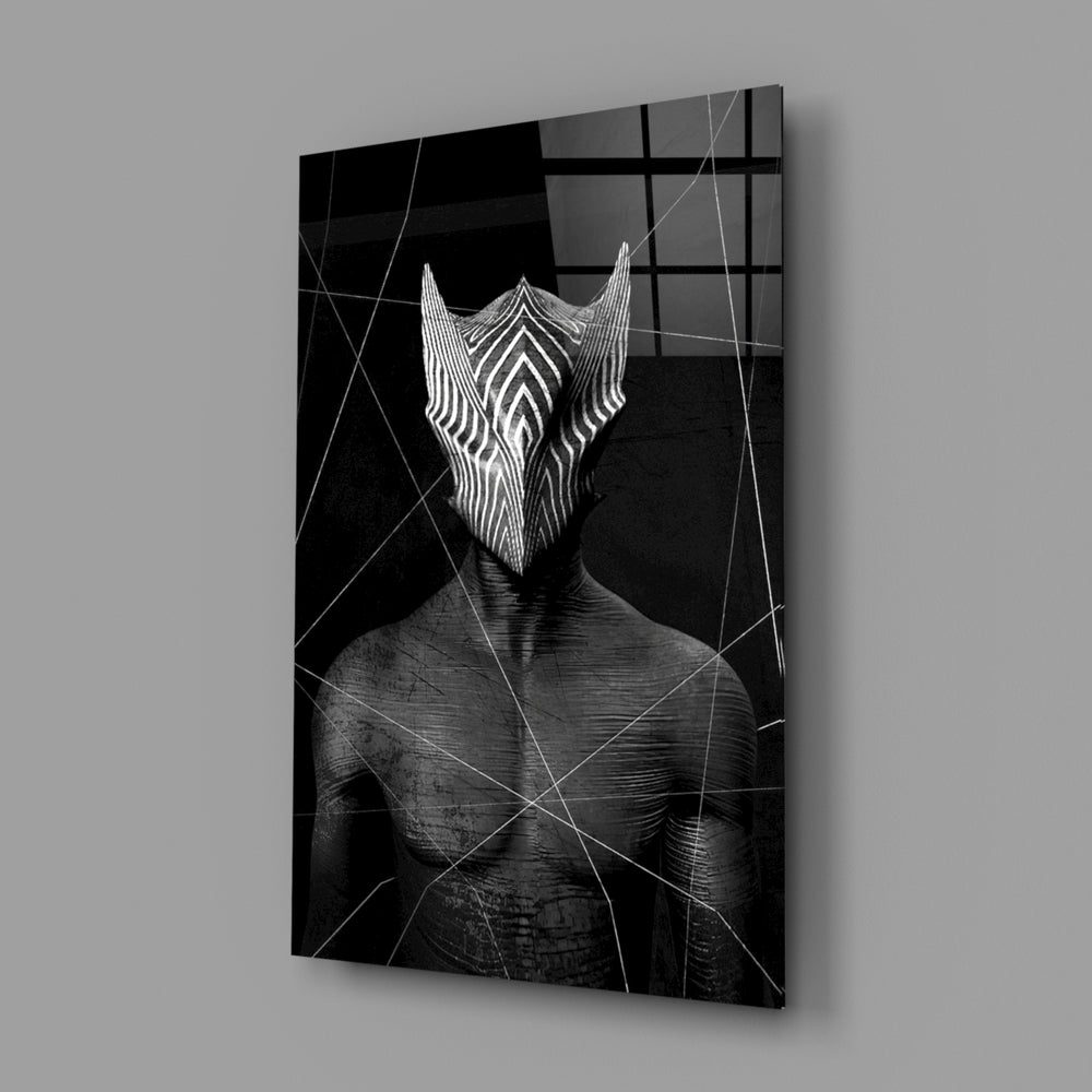 Chrome-sentinel panel bringing cyberpunk mood to a contemporary living space