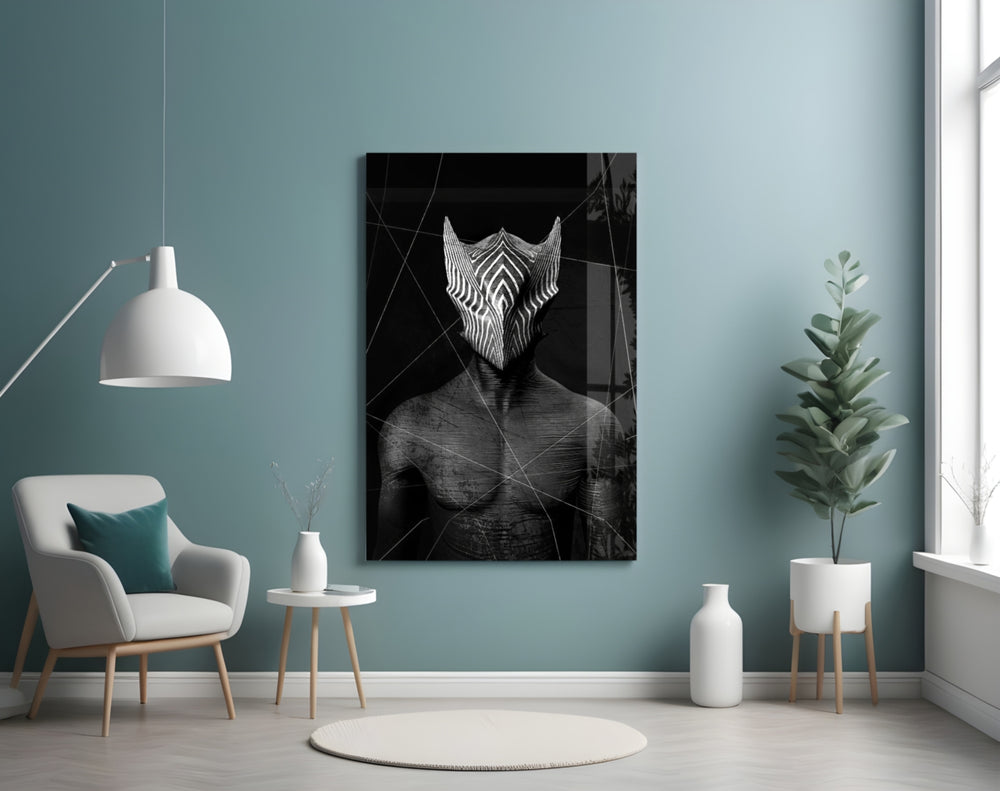 Darko Gray glass wall art styled above a desk in an edgy teen room