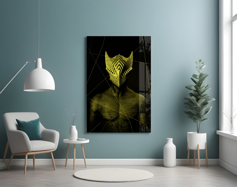 Darko Yellow glass wall art styled above a desk in an edgy teen room