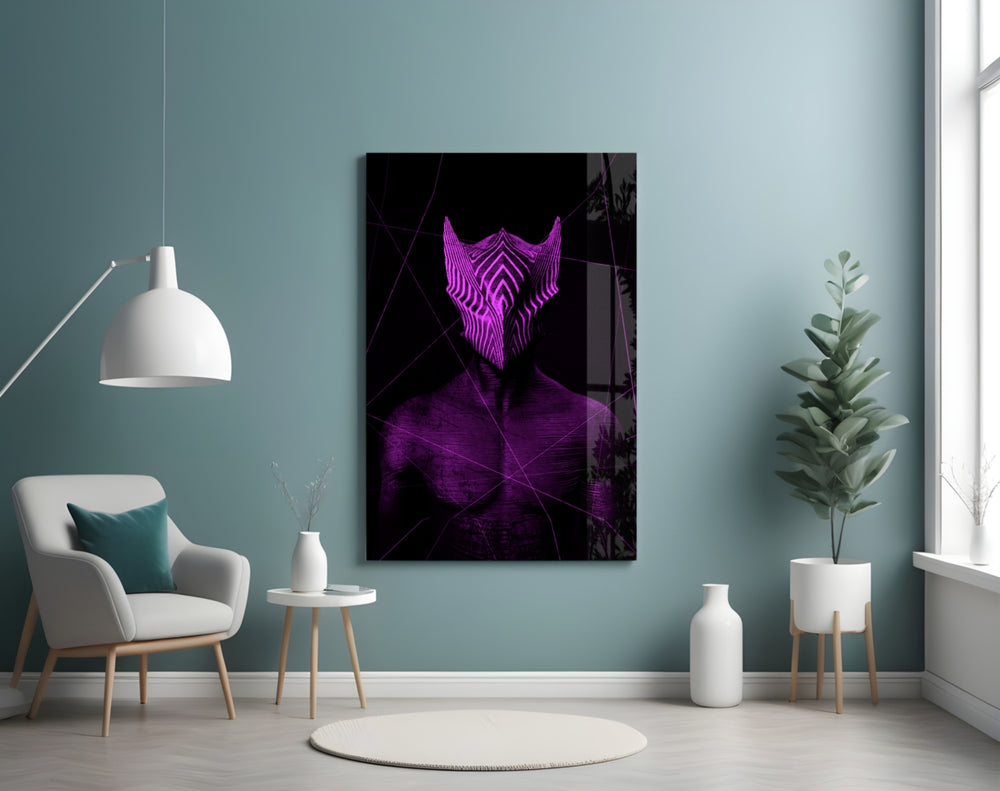 Darko Violet glass wall art styled above a desk in an edgy teen room