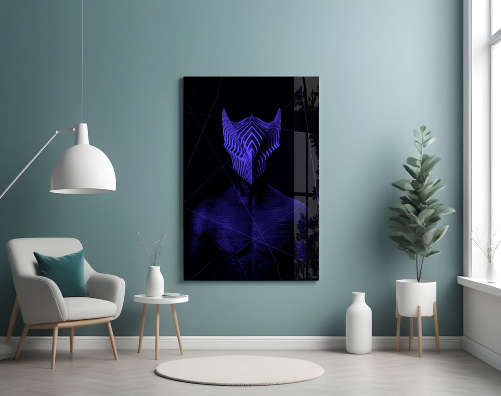 Darko Purple glass wall art styled above a desk in an edgy teen room