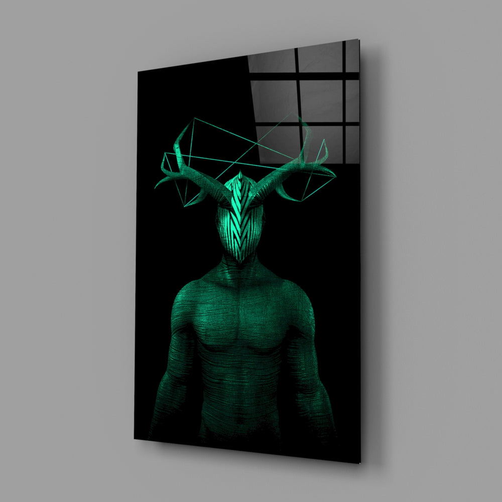 Emerald-antlered-sentinel panel bringing occult depth to a contemporary living space