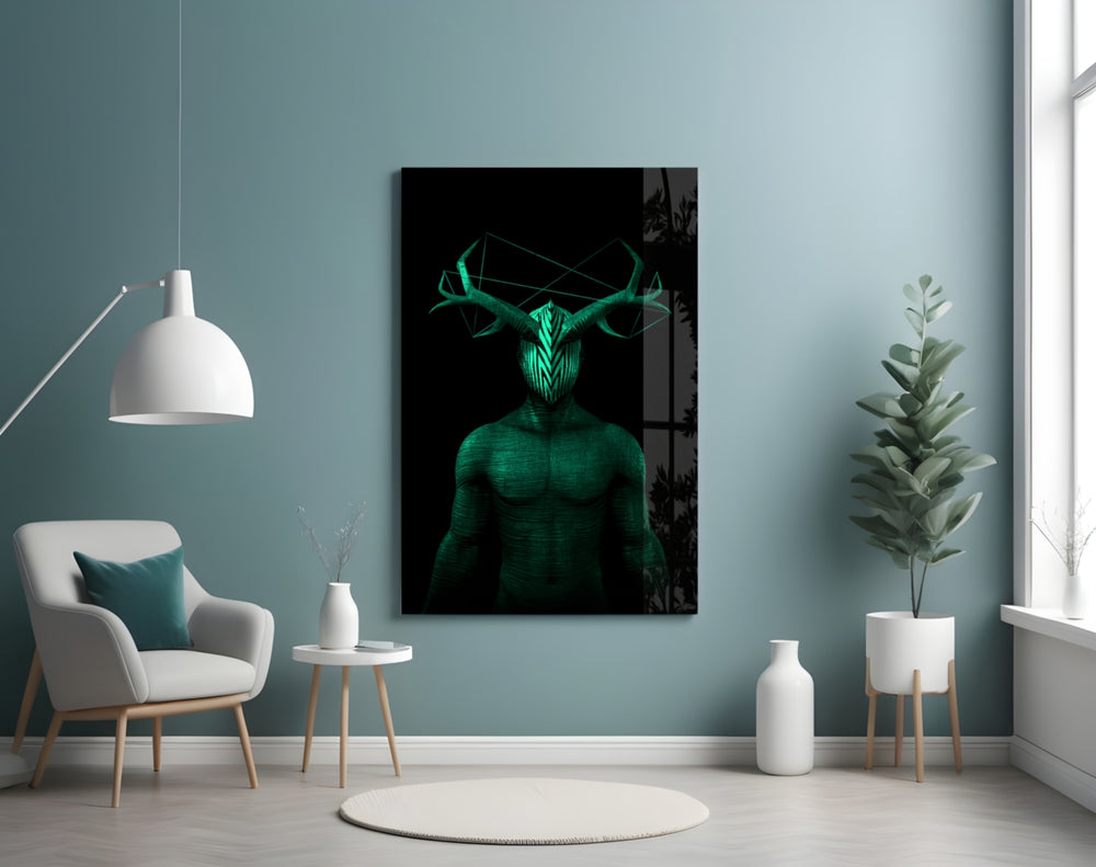 Donnie Green glass wall art styled above a desk in an edgy teen room