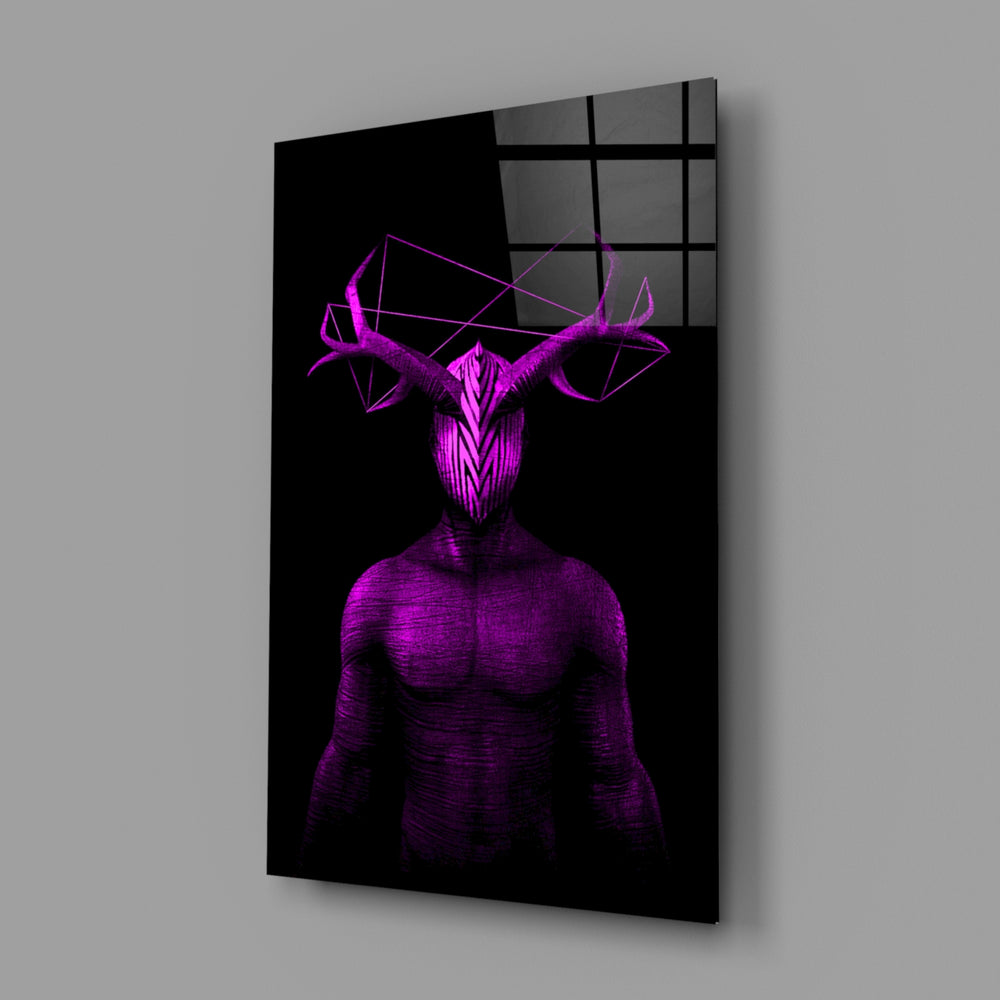 Magenta-antlered-sentinel panel bringing occult pulse to a contemporary living space