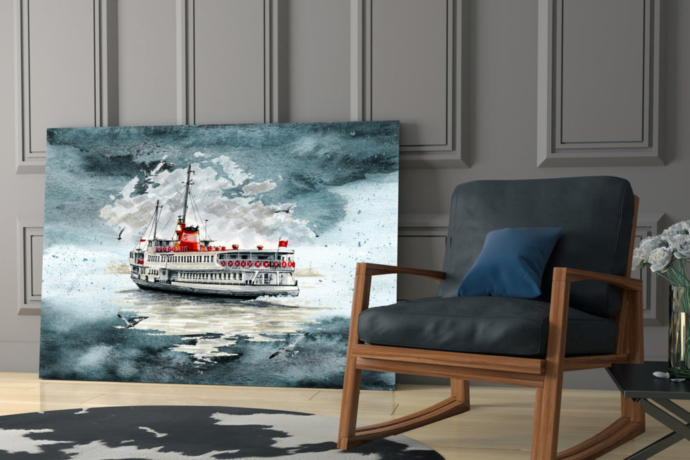 Steamer Turquoise glass print enhancing a coastal-mood foyer