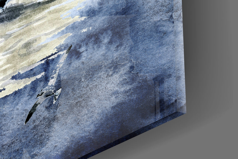 Steamer artwork anchoring a wall with moody traveler palette
