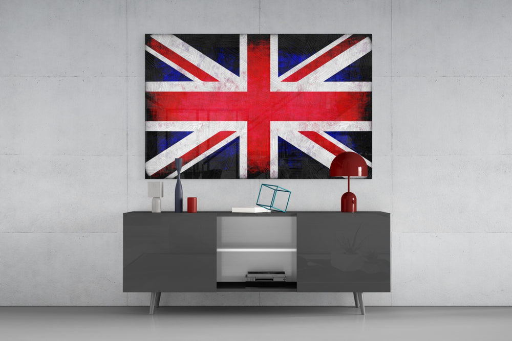 British Flag panel catching low light to reveal its tactile brushwork