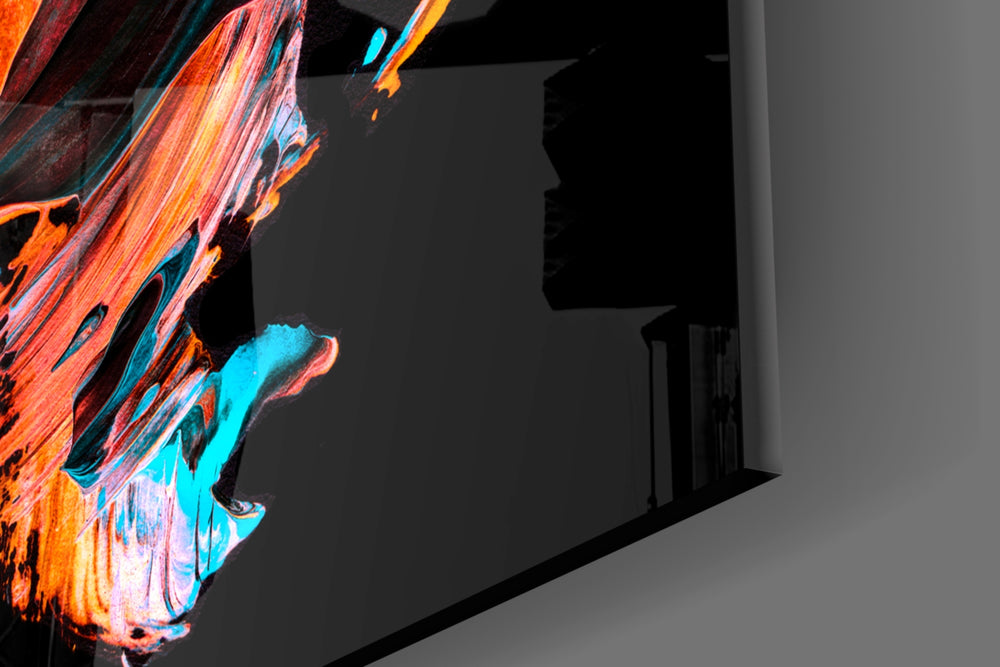 Dance of Red artwork anchoring a wall with bold dramatic palette