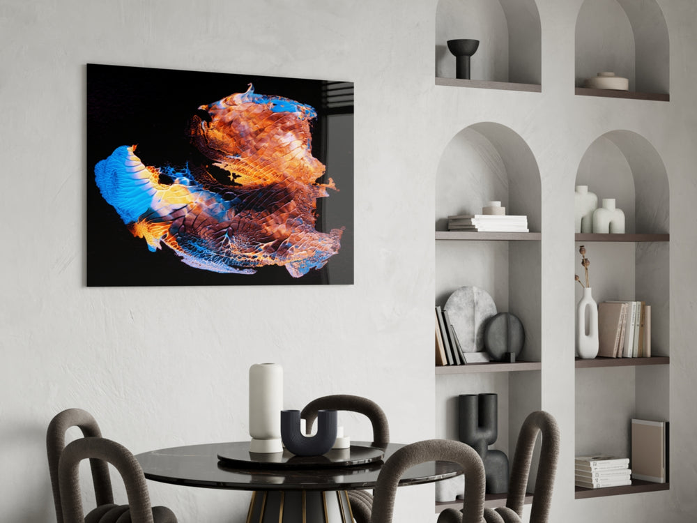 Abstract Stamps panel adding painterly drama to a lounge