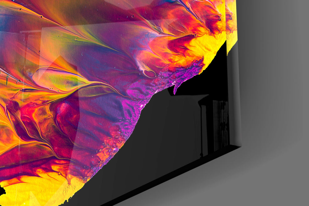 Dance of Colors artwork anchoring a wall with bold joyful palette
