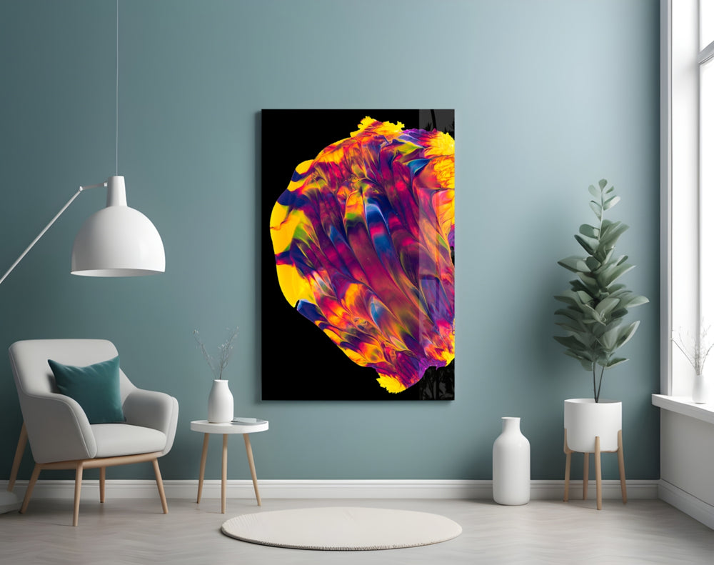 Dance of Colors glass wall art styled above a desk in a creative teen room