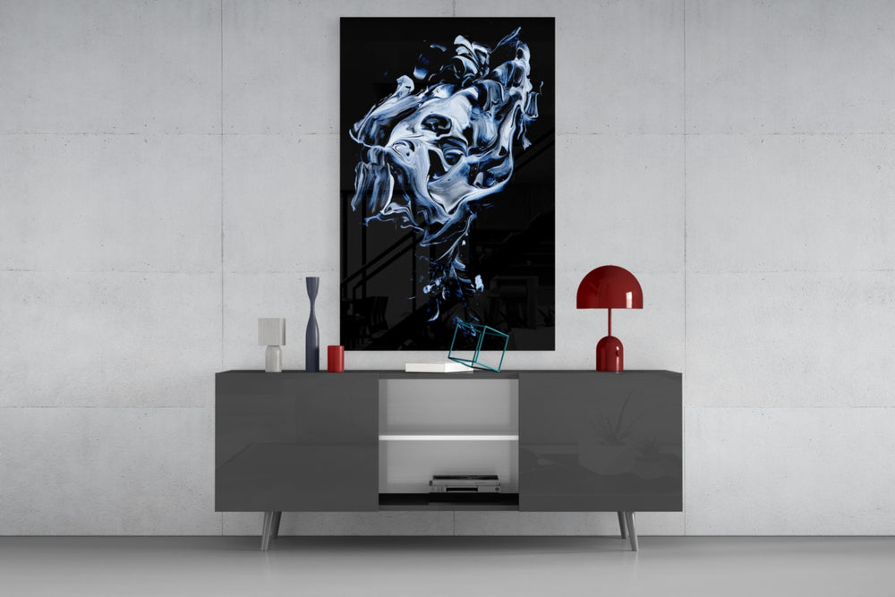 Abstract Gray panel catching low light to reveal its sculptural motion