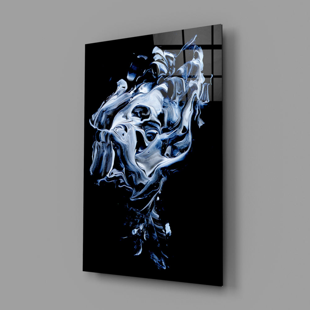 Silver-pour panel bringing monochrome drama to a contemporary living space