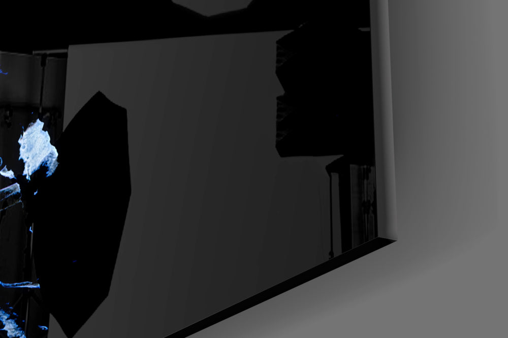 Abstract Gray artwork anchoring a wall with moody monochrome palette