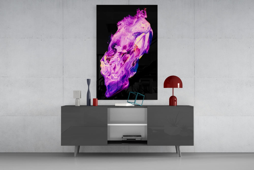 Abstract Purple panel catching low light to reveal its kinetic plume