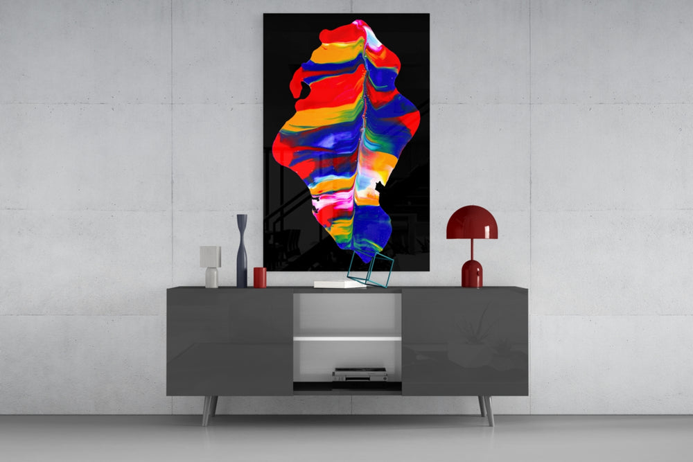Colored Drift panel catching gallery light to reveal its layered strata