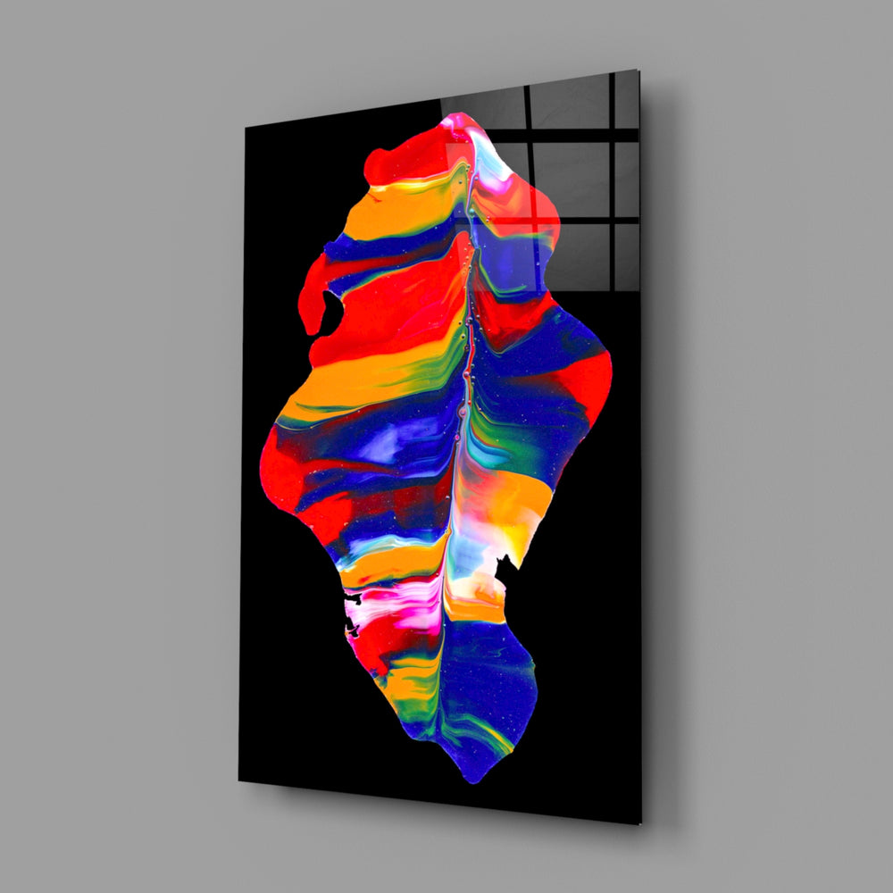 Rainbow-cascade panel bringing kinetic energy to a contemporary living space
