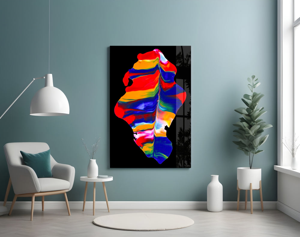Colored Drift glass wall art styled above a desk in a creative teen room