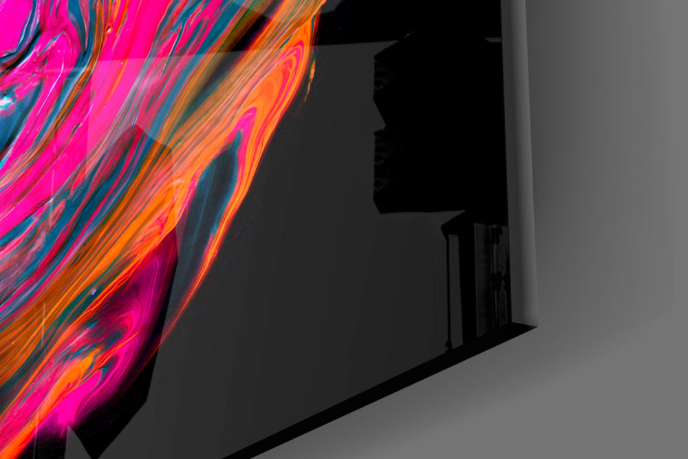 Colorful Winged artwork anchoring a wall with bold dramatic palette