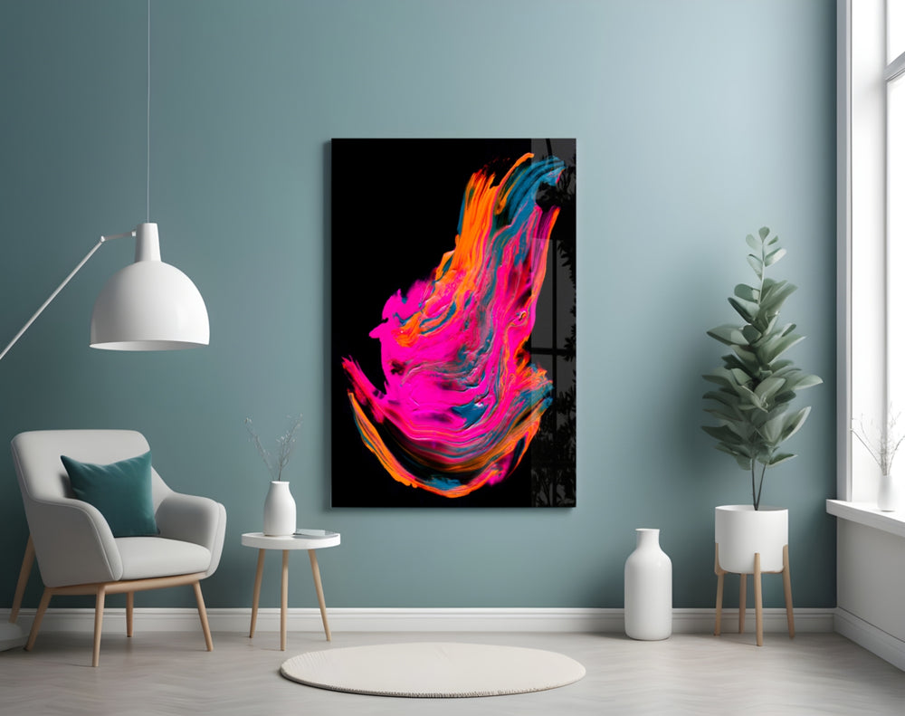 Colorful Winged glass wall art styled above a desk in a creative teen room