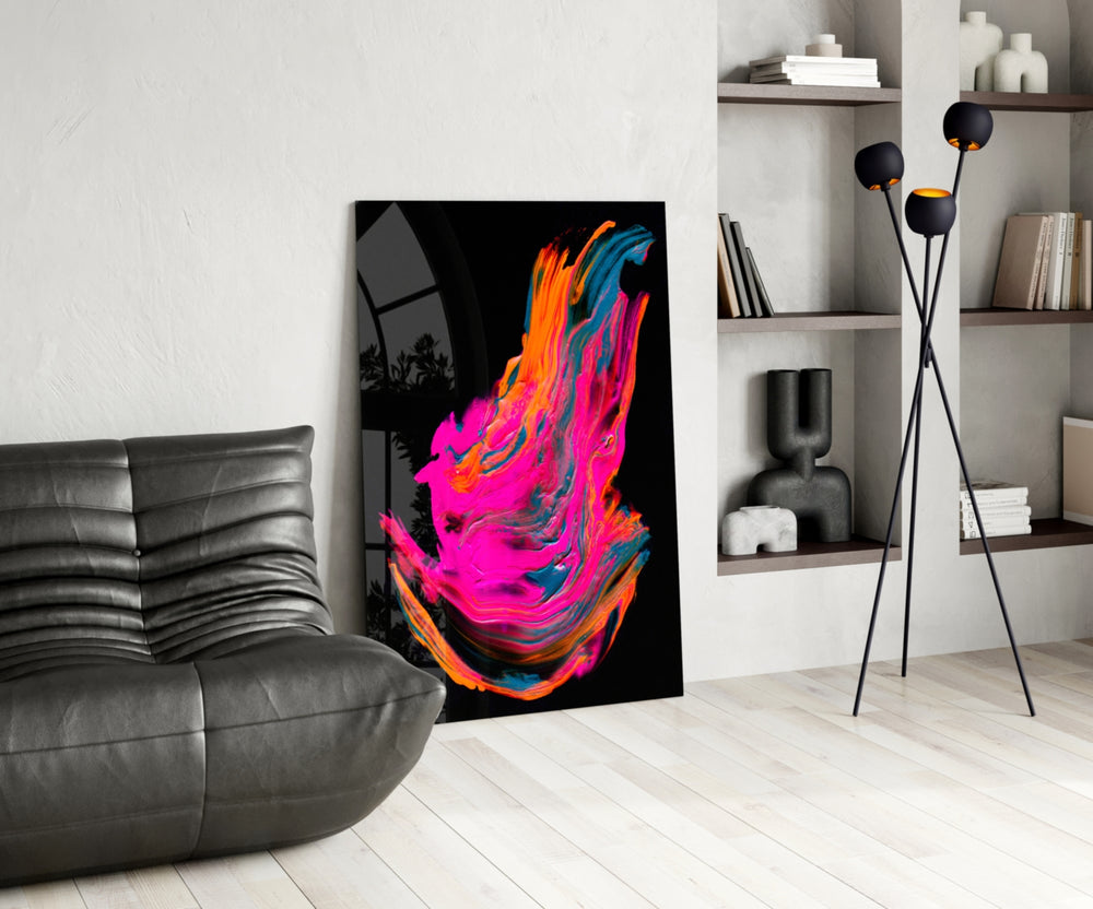 Colorful Winged panel adding feminine drama to a powder room
