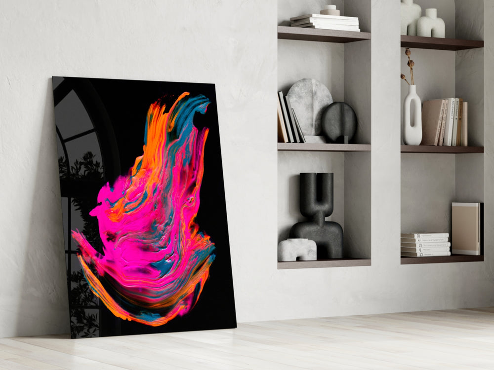 Colorful Winged glass print enhancing a studio with maker spark