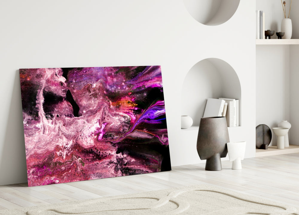 Close-up detail of magenta and violet currents with glittering speckles